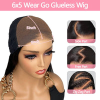 Perruque sans colle Water Wave naturelle 6x5