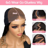 Perruque sans colle lisse – 6x5 Cheveux naturels