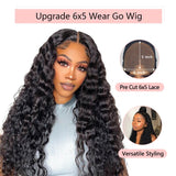 Perruque sans colle Water Wave naturelle 6x5