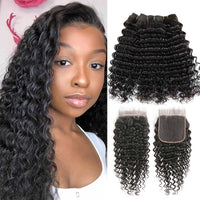 Tissage Deep Wave - Lot De 3 Mèches avec Closure