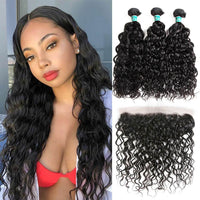 Tissage bresilien Water Wave - Lot De 3 Mèches avec 13*4 Lace Frontal
