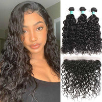 Tissage bresilien Water Wave - Lot De 3 Mèches avec 13*4 Lace Frontal