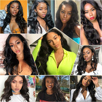 Tissage bésilien Body Wave - Lot de 3 mèches avec 13x4 Frontal