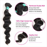 Tissage Loose Wave - Lot De 3 Mèches avec Closure