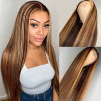 Lace Wig Ombre Straight Highlight Brown
